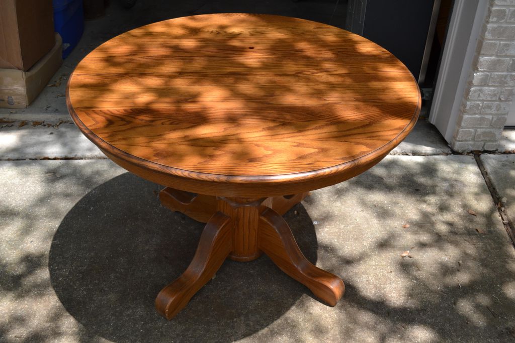 A golden oak 80's table before I started
