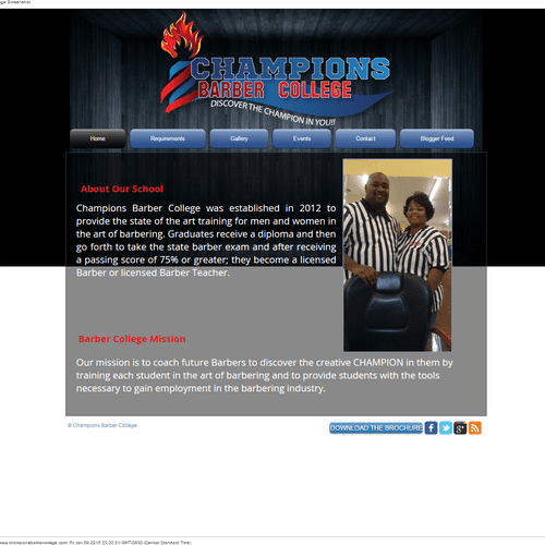 Champions Barber College website. This website is 
