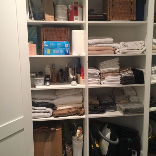 After photo of client's closet. Able to store all 