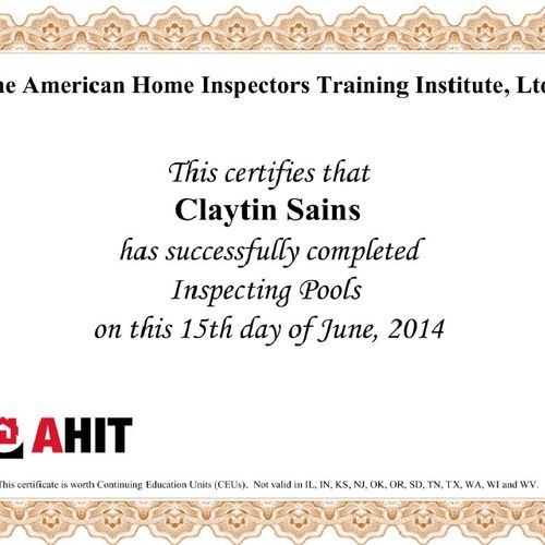AHIT's Pool Inspection certification class, provid