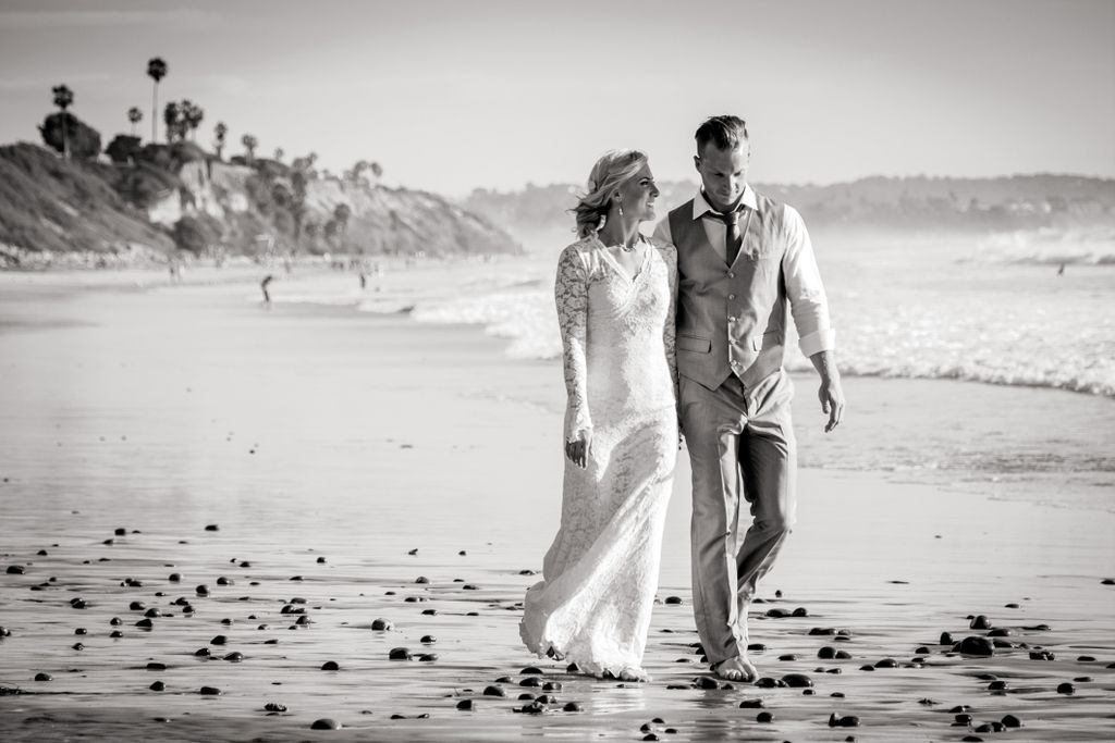 Wedding portrait, Rumbaugh-Gouthro, Swami's Beach,
