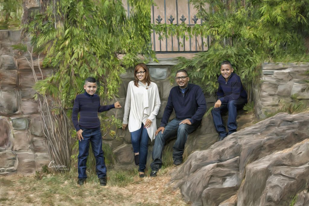 Oil style digitally painted family portrait