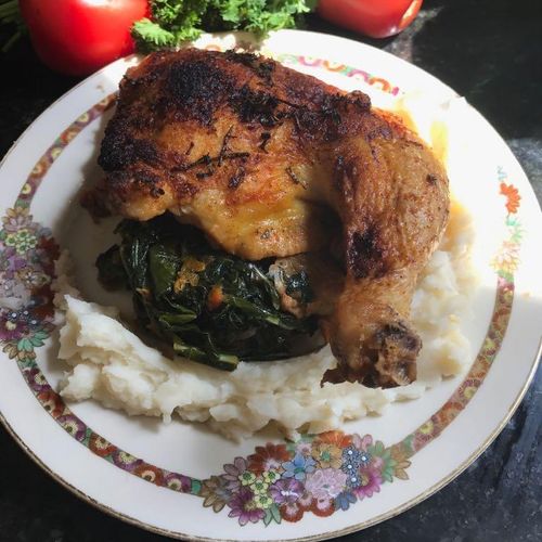 Rosemary lemon baked chicken with collard greens a