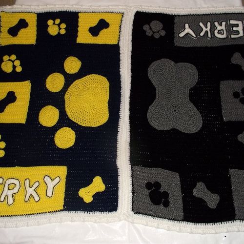 A dog blanket for a couple, one is a Chargers fan,