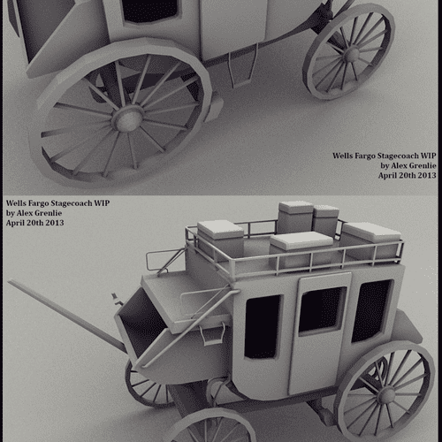 3D Model of a stage coach I modeled in Autodesk Ma