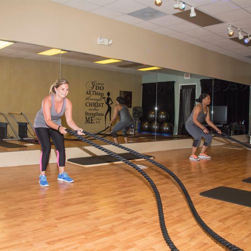 Circuit Training - battle ropes with Small Group