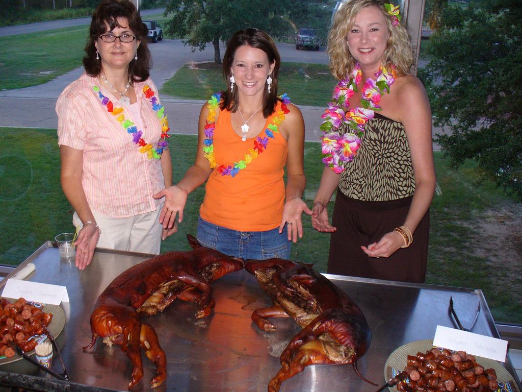 Luau with our home made sausage, Alligator and Caj