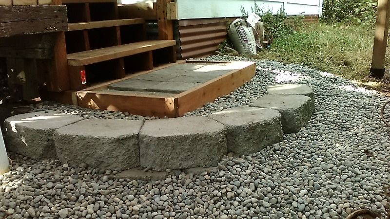 Stair landing on a deck remodel. This project invo