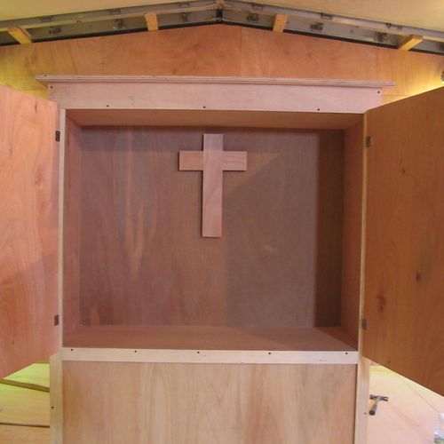 Cabinet built from 3/4' plywood for field chapel i