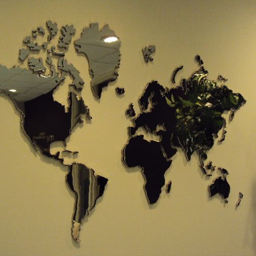 Polished Stainless Steel World Map
