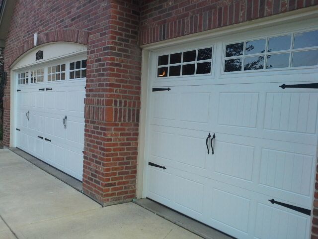 Close up of steel Carriage style doors