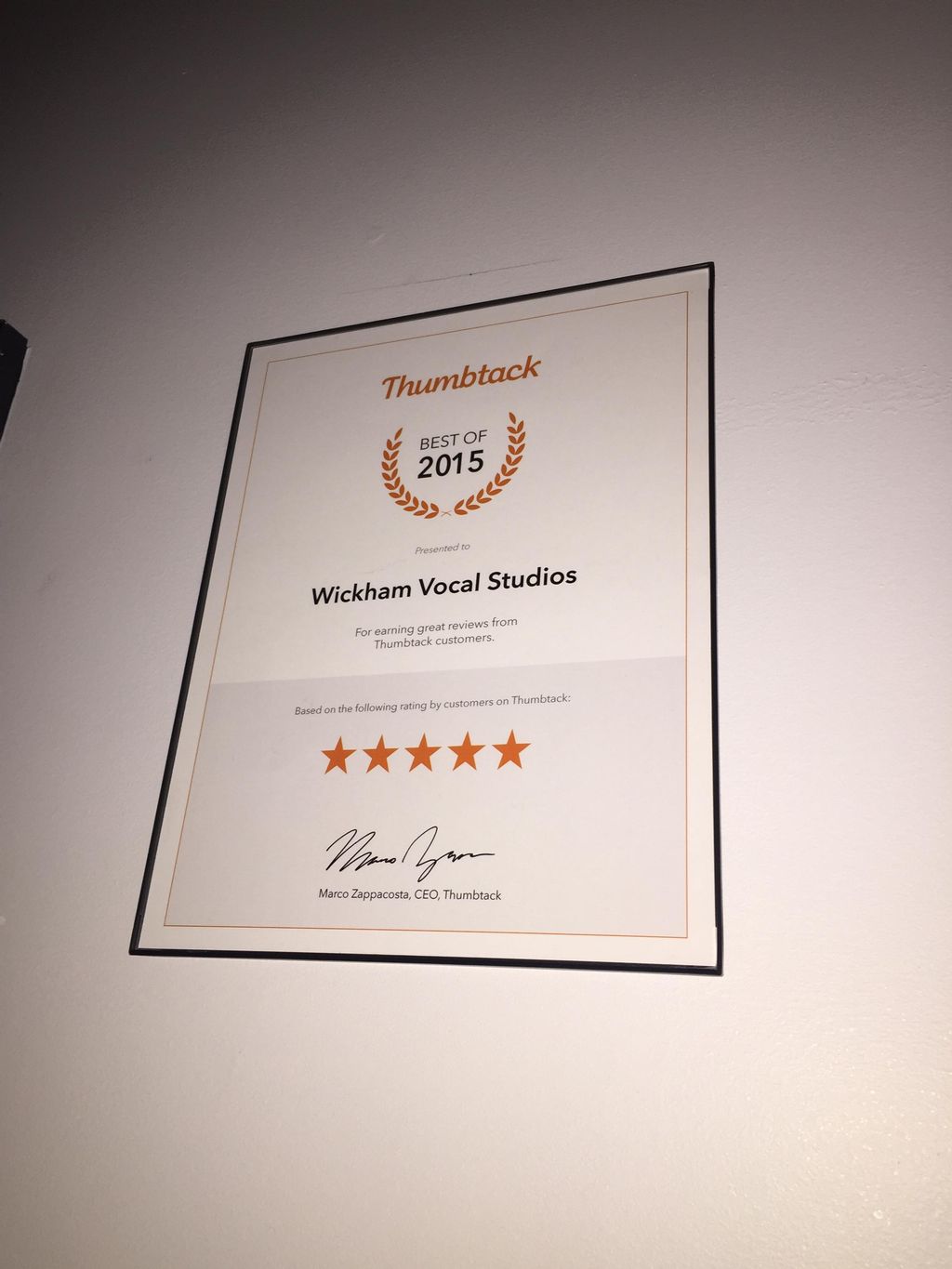 Thumbtack's Best of 2015 Award