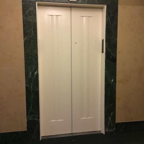 Commercial elevator doors in a historic building