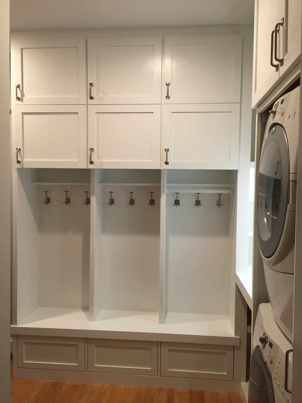 This is a large mudroom and laundry room built-in 