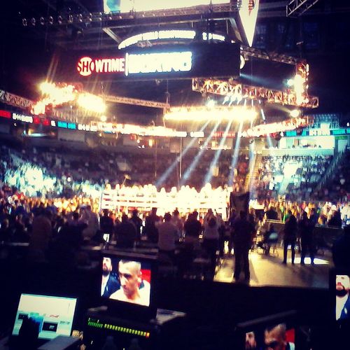 The view from our console at the fight!