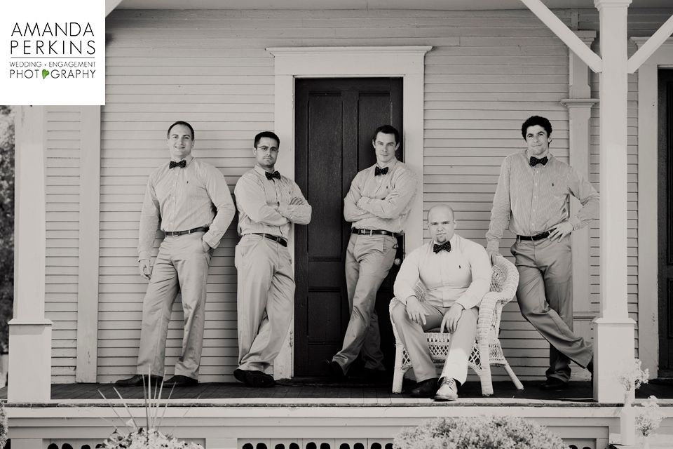 Groom and Groomsmen, Formal Portrait, Porch, Black