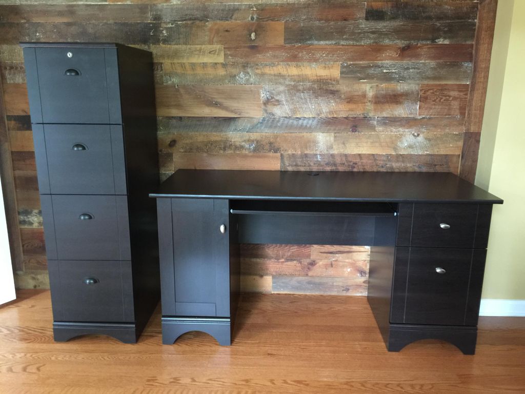 Desk and matching file cabinet assembled for clien