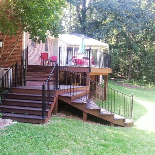 Rolling Green ipe deck with radiused stairs