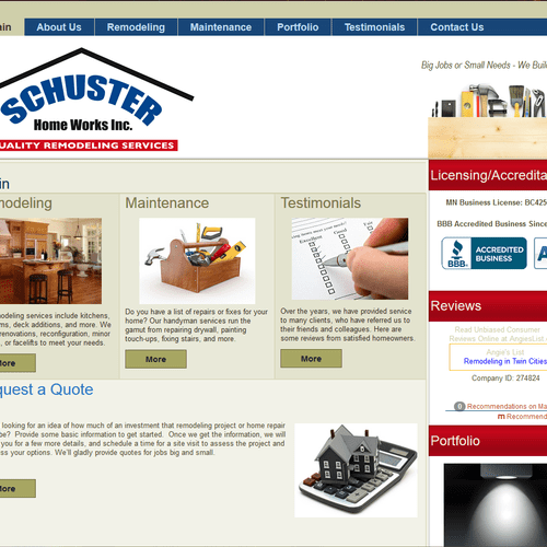 Schuster Home Works, Inc. (St. Paul, MN) Web Desig