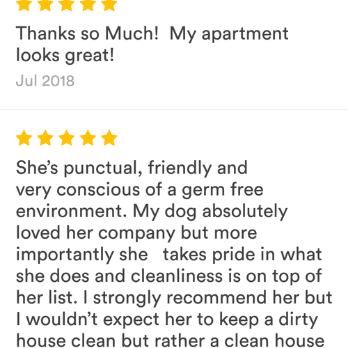 Reviews left by my very happy and satisfied client