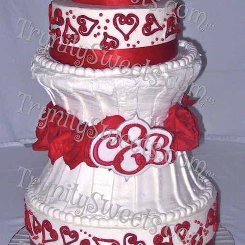 Swirly Hearts Wedding Cake