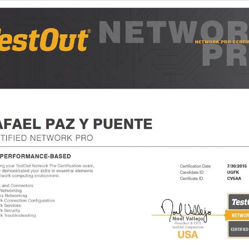TestOut Certified Network Pro