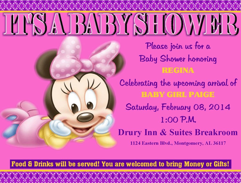 A sample baby shower invitation.
