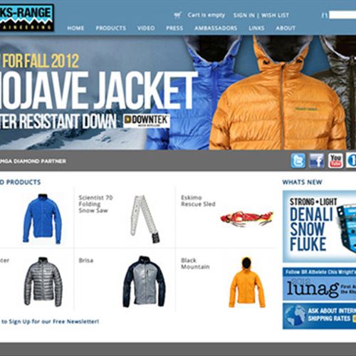 Web design for an outdoor gear company.