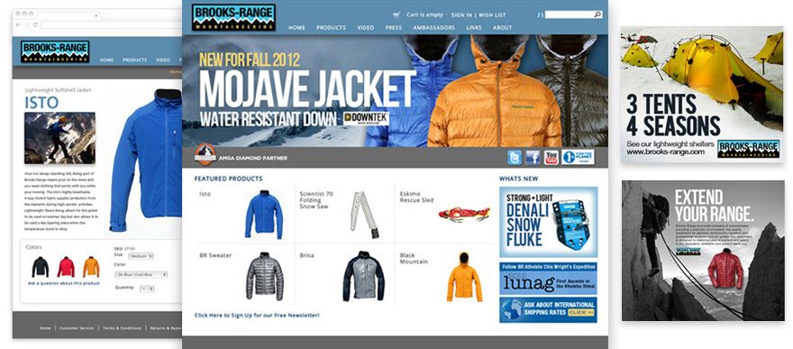 Web design for an outdoor gear company.