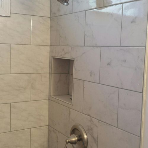 Installed custom marble shower