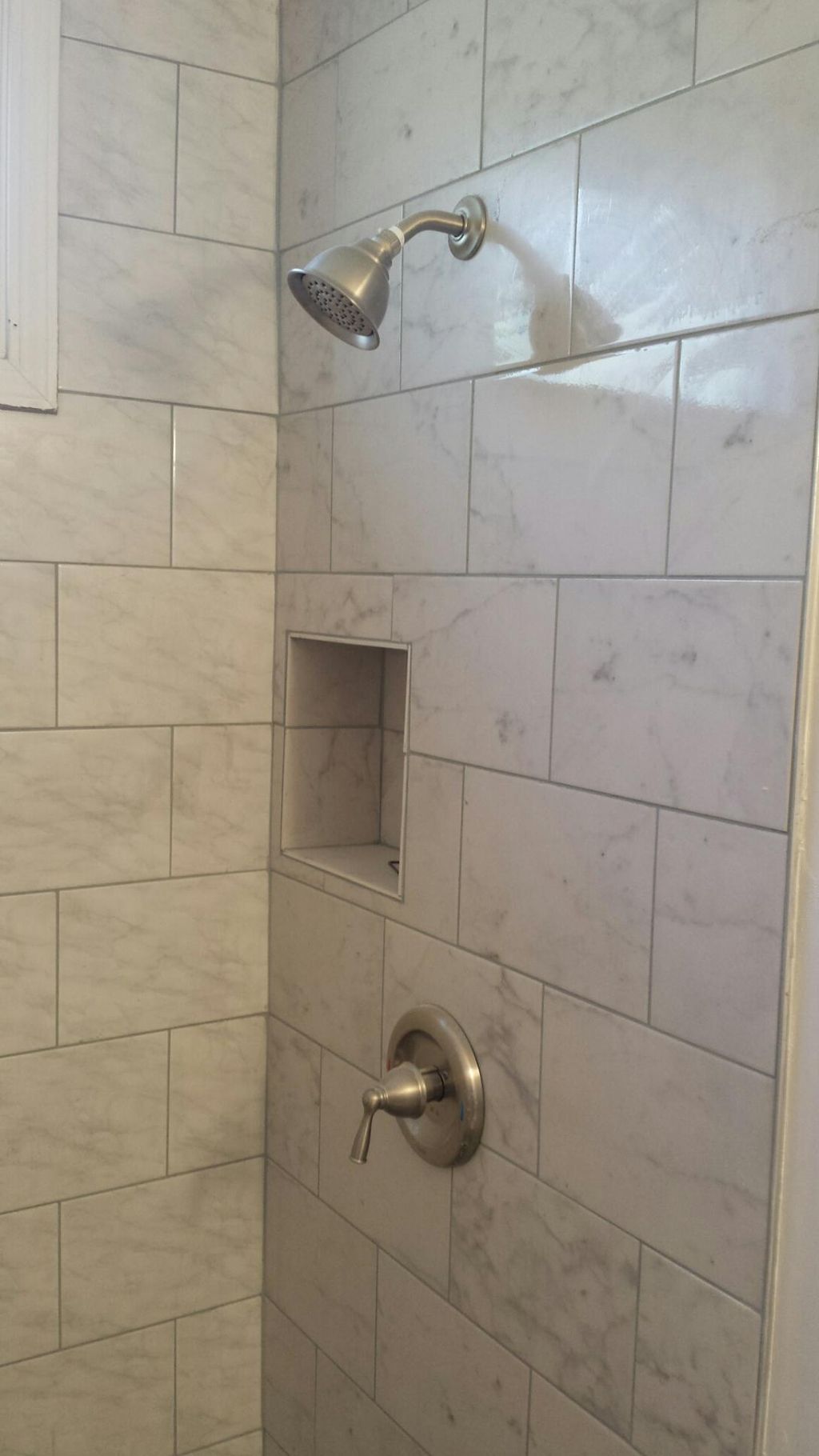 Installed custom marble shower