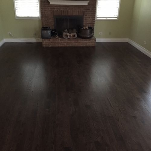 4" red oak with dark stain
