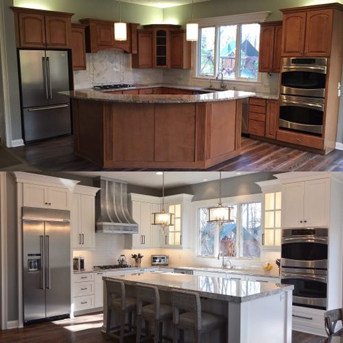 Before and after of a kitchen remodel