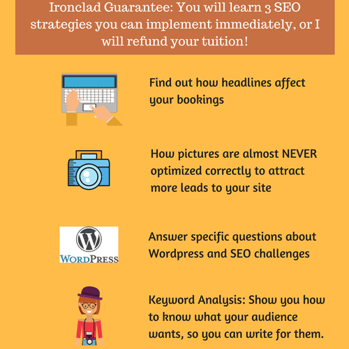 Infographic advertisement for SEO Training