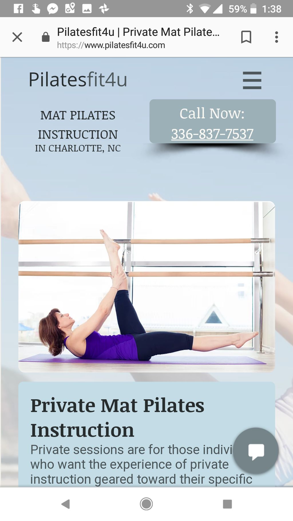 built a website for a private pilates instructor