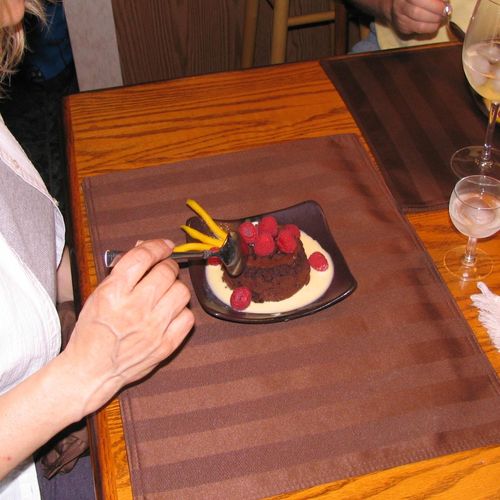 A molten chocolate cake with vanilla creme anglais