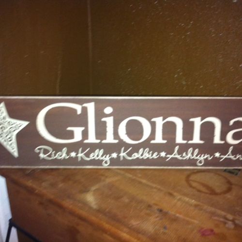 Family Signs (6x24) $25, (8x24) $30
Any color pain