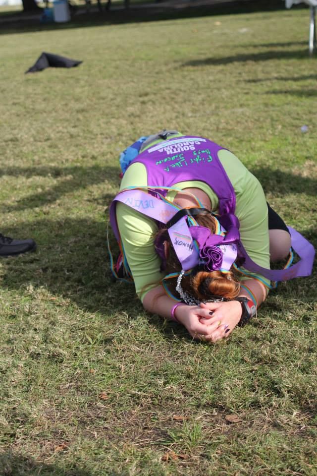 Pigeon Pose following the Savannah Marathon