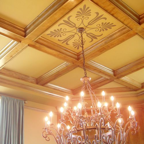 Custom Stenciled Ceiling Design makes this great r