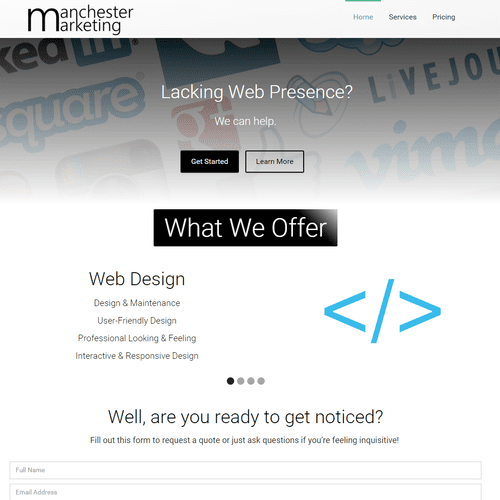 Manchester Marketing website design.