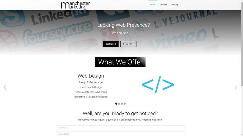 Manchester Marketing website design.