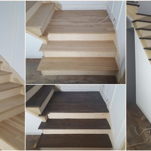 Hardwood stairs installed and finished by Brillian