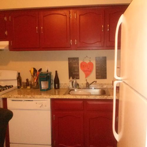 Kitchen - paint, new flooring,appliances, cabinet 