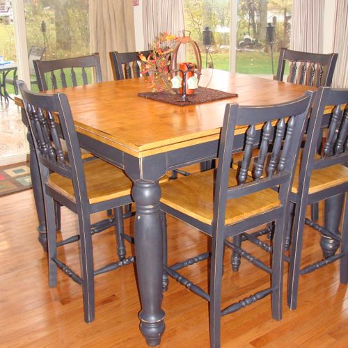 Kitchen table and chairs refinished and painted in