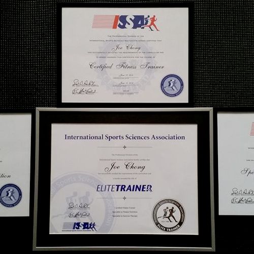 My ISSA certifications.