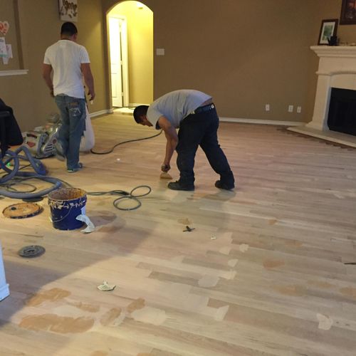 Water Damage Repair to hardwood flooring in McKinn