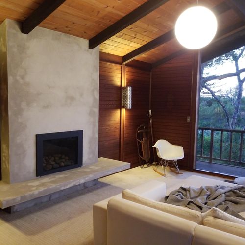 Concrete fireplace make-over for Los Gatos client.