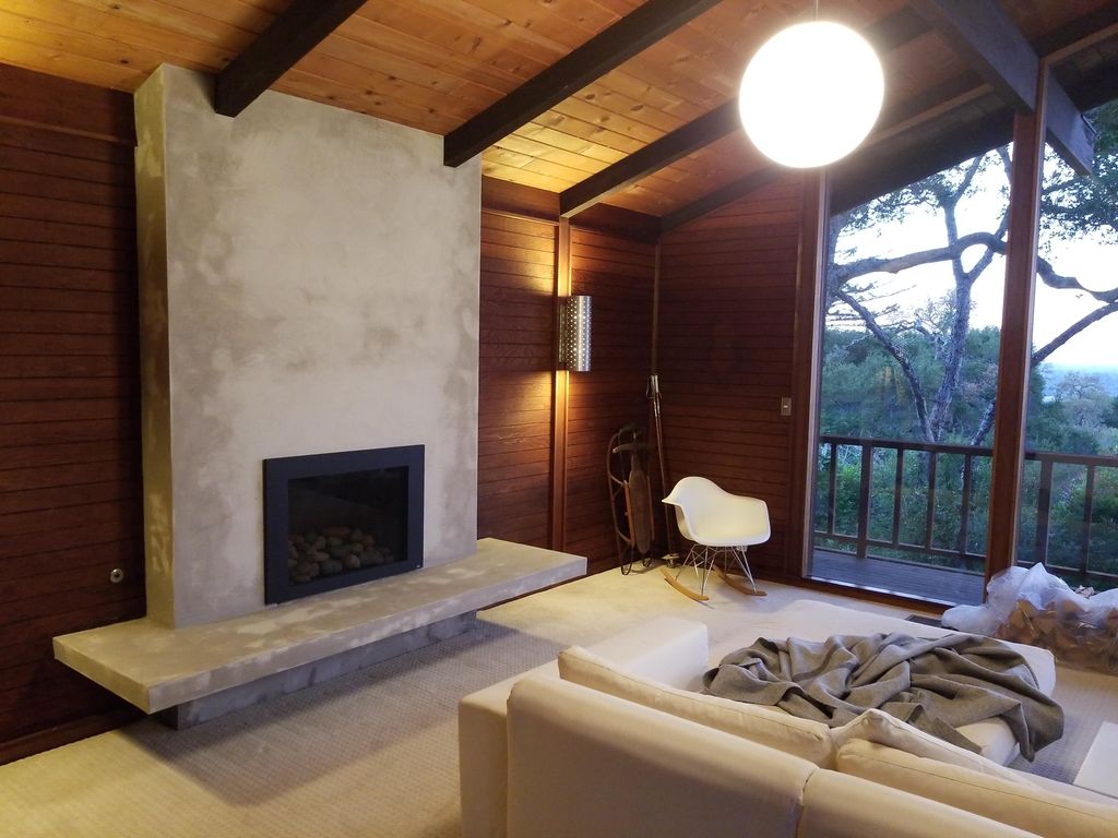 Concrete fireplace make-over for Los Gatos client.