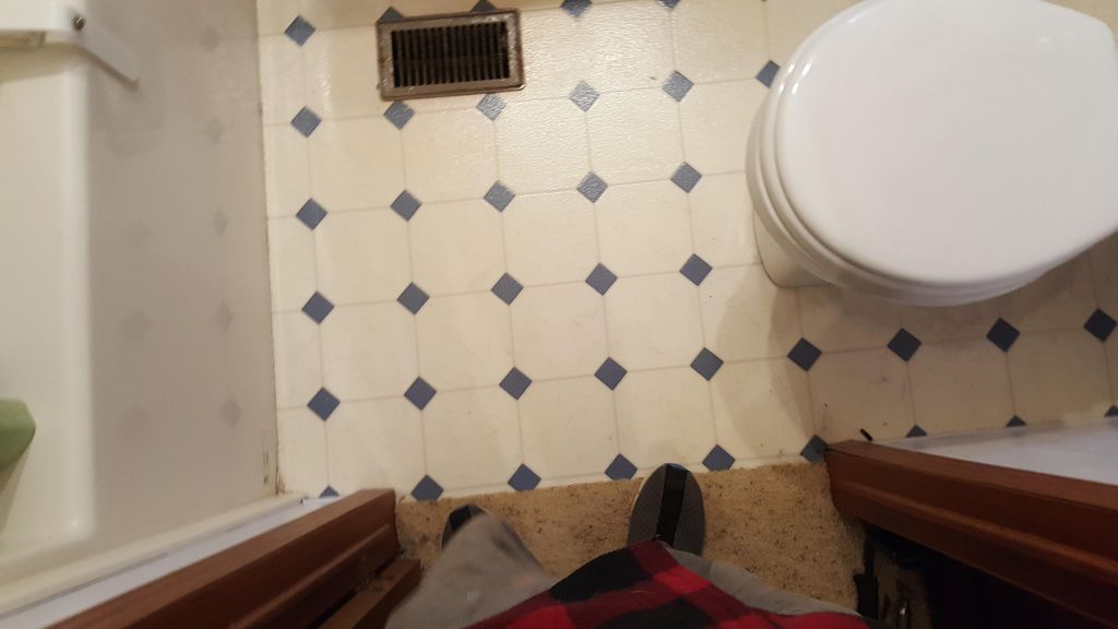 Before picture - Old floor and toilet