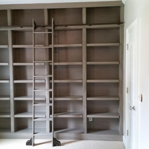 Another built-in bookshelves with a "Antique" gray
